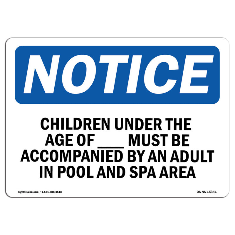 Signe «Children Under the Age of Pool Spa»