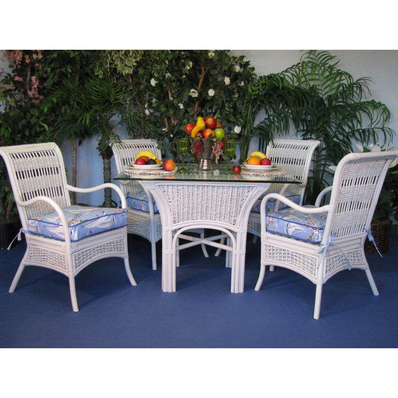 Cabery Square 4 - Person 42'' Long Dining Set with Cushions, Glamour Indigo
