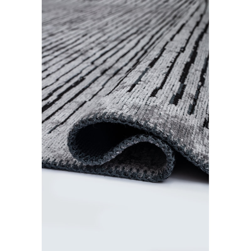 Rapture Black/Gray Stripes Luxury Area Rug, Rectangle 7'10" x 11'2"