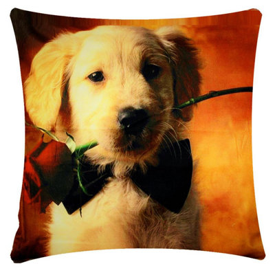Didzis Pup Dog With A Bow Tie Square Throw Pillow Cover