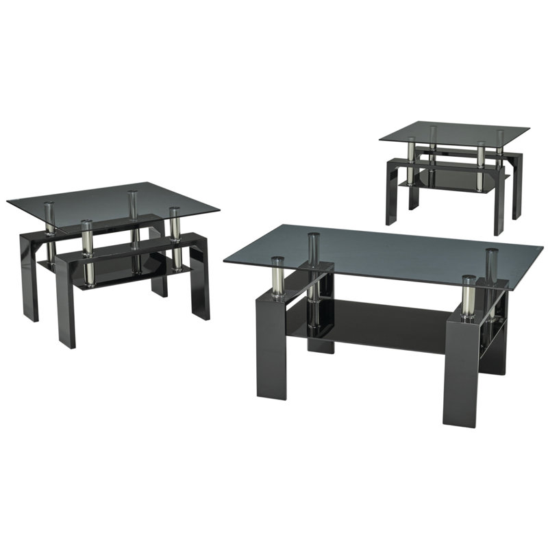 Table de bout en verre Rillie, Fumée, Noir
