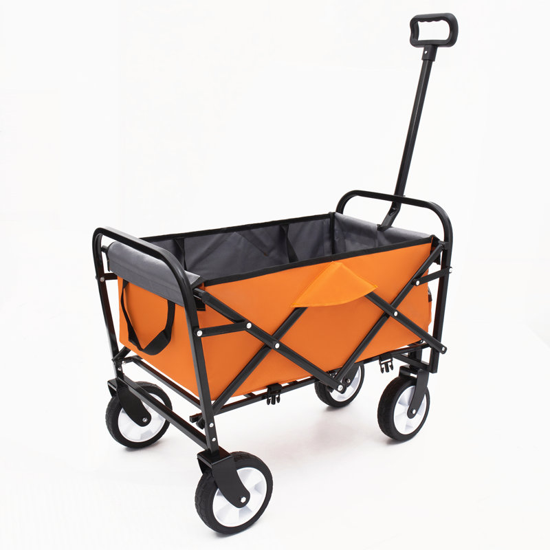 Chariot pliable à roulettes pliable avec roues, Orange