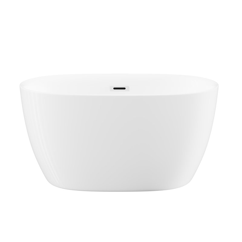 Acrylic Freestanding Bathtub 47'' - White Oval, Spacious Interior, Bathroom Tub Oval Shape, Relaxing Bath Experience, Overflow, Verified