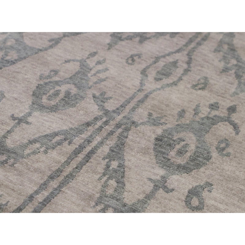 Hand-Knotted High-Quality Green and Beige Area Rug