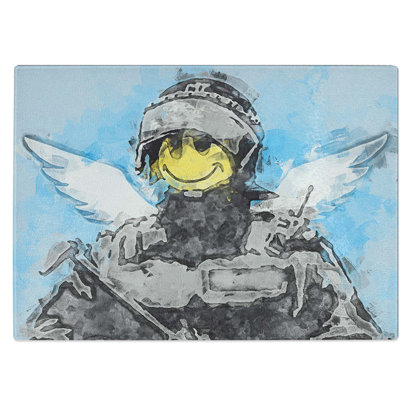 Tempered Glass Smiley Policeman by Banksy Chopping Board