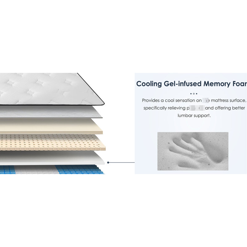 Grand matelas moyen ferme de 12 pouces avec mousse à mémoire de forme gélifiée, ressorts enveloppés individuellement, minimise les dérangements causés par les animaux de compagnie, s'adapte à la peau de la colonne vertébrale - et respirant, pour un sommeil paisible