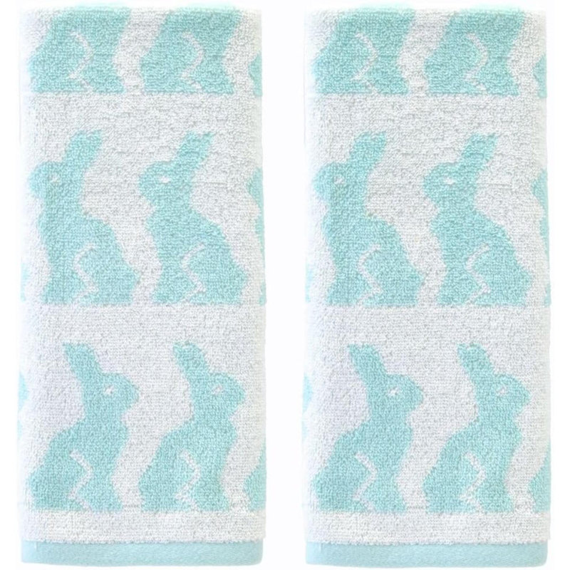 Ensemble de 2 serviettes de bain de lapin de Pâques pour salle de bain, bar et cadeau, turquoise