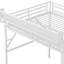 Grand lit mezzanine en métal avec escalier, garde-robe, bureau, station de charge, lumières intelligentes et tablette supérieure, blanc, durabilité à long terme-130149887