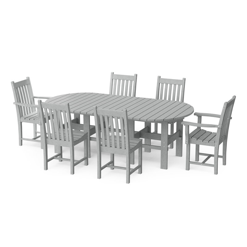 Classic 7-Piece 44" x 84" Dining Set, Light Gray