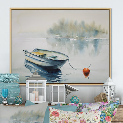 " Abstract Wooden Boat In Lake "