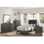 Commode 5 tiroirs contemporaine avec finition gris foncé et poignées chromées pour un rangement moderne dans la chambre à coucher-1397324305