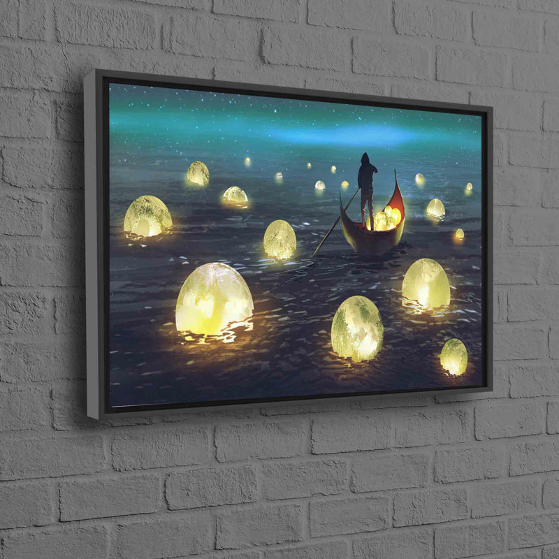 Print on Canvas, 50 cm H x 70 cm W, Black Floater Framed
