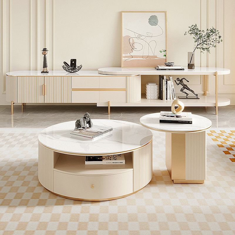 Ensemble de tables basses rondes italiennes multifonctionnelles