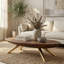 Table basse 51 po, table basse moderne en bois de noyer avec pieds en métal doré