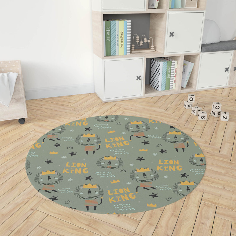 Tapis de jeu pour enfants très grand lion, Rond 5 pi