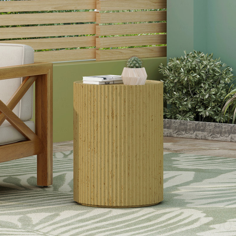 Table d'appoint cylindrique Mgo, texture bois