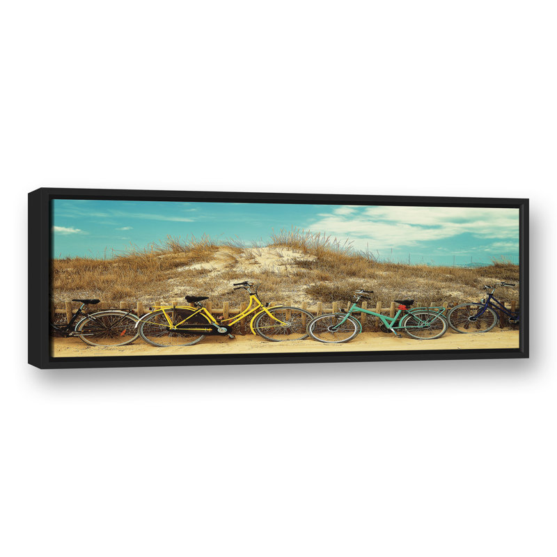 Beach Bikes sur toile, H 13,75 po x l 37,75 po x P 1,75 po, Cadre flottant noir