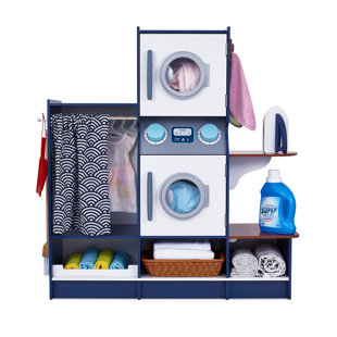 Ensemble de jeu pour laveuse et sécheuse Lil 's JUMB Kids, ensemble de jeu en bois pour enfants avec fer, cintres et plus