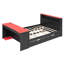 Lit de jour en bois pleine grandeur avec lit gigogne simple, bureau, lumière DEL et USB, noir et rouge-15620697-15620696