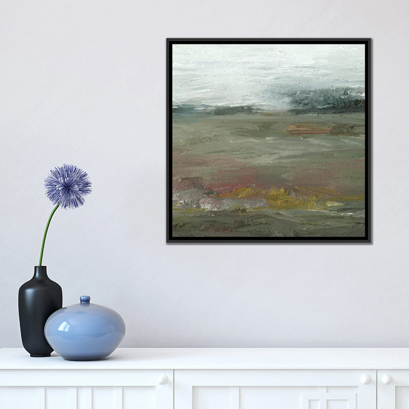 " View At Dusk " by Sharon Gordon, 18" H x 18" W x 1.5" D, Black Framed Canvas, No Mat