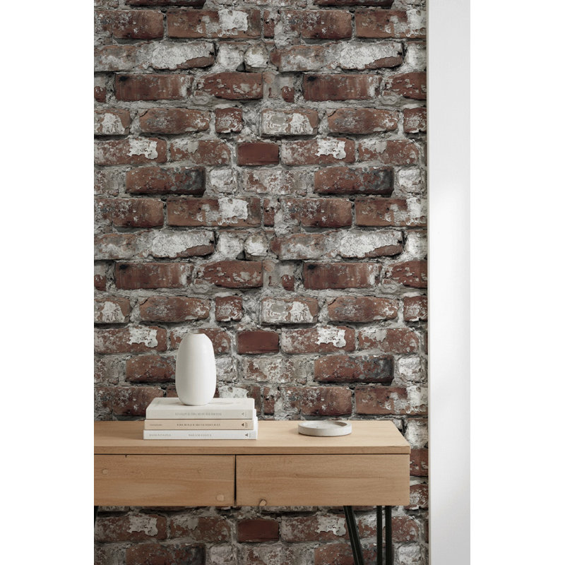 Papier peint industriel mural amovible Brick, Peler et coller
