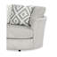Fauteuil pivotant rond de style transitionnel avec accoudoirs incurvés en chenille grise et bois massif