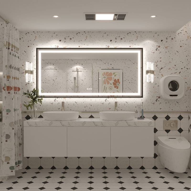 Miroir de salle de bain Molly Framelss, 60 po x 28 po, Noir