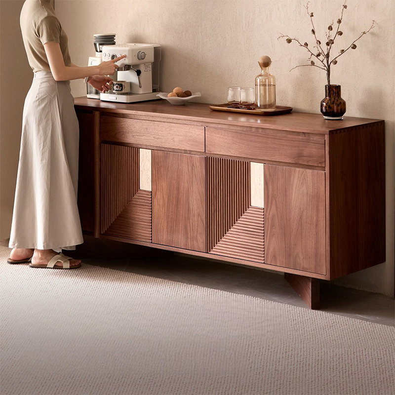 Antique Walnut-Coloured Accent Cabinet, 31.69" H x 59.06" W x 18.43" D