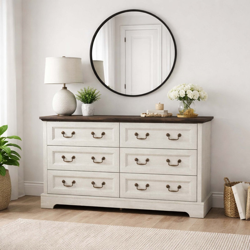 Commode en bois rustique avec poignées en métal Farmhouse, solution de rangement polyvalente pour plusieurs pièces
