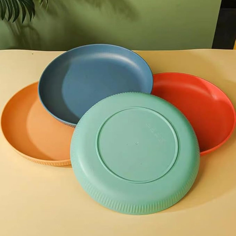 Assiettes en paille de blé légères de 9 pouces, allant au micro-ondes et au lave-vaisselle Assiettes profondes incassables, saines et sans BPA