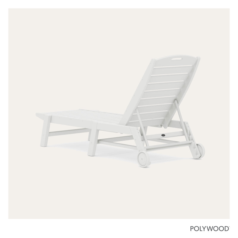 Lakeside POLYWOOD Nautical Chaise with Wheels, White