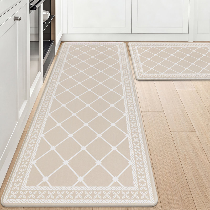 Tapis de cuisine antidérapant et antidérapant Arleht, Beige, Tapis de couloir 20 po x 31,5 po + 20 po x 48 po