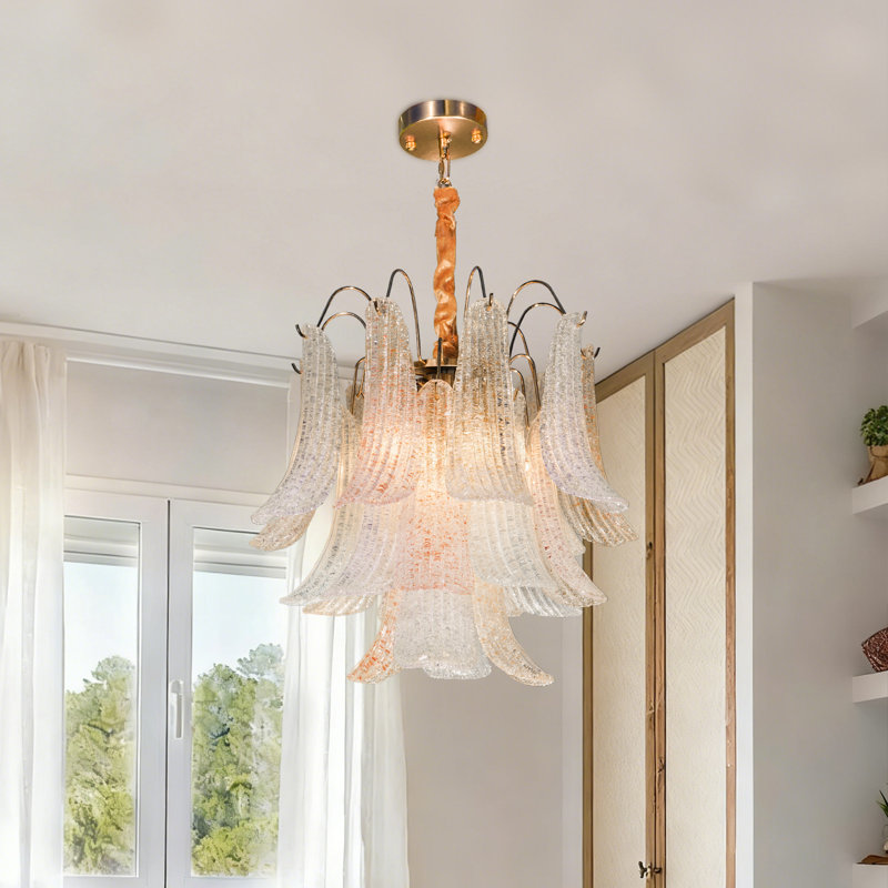 Lustre en verre multicolore de luxe français à 5 lumières E12 avec ampoules DEL tricolores