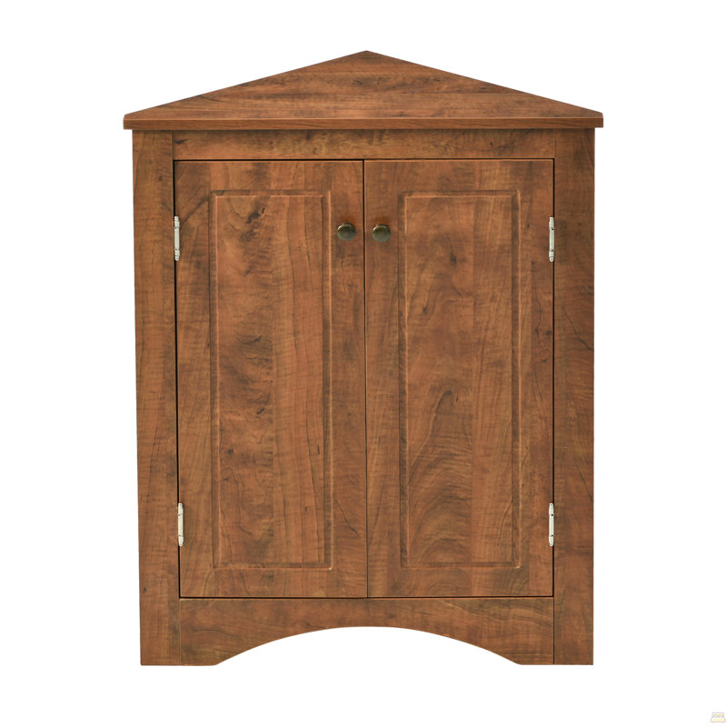 Armoire de rangement triangulaire brune avec tablettes réglables et armoire de plancher autoportante pour la cuisine domestique
