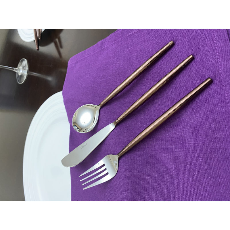 Luxurious Hammered Stainless Steel Flatware Set - Service for 12