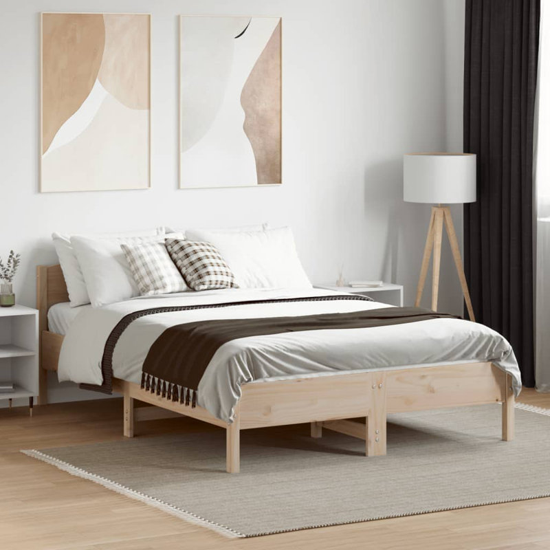 Peggy Solid Wood Bed, Natural, Double (4'6)