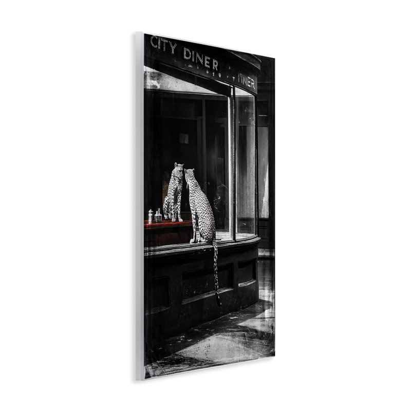 Plaque murale Diner Noir Leopard Reflection, design par Annabelle Hall, H 19 po x l 13 po