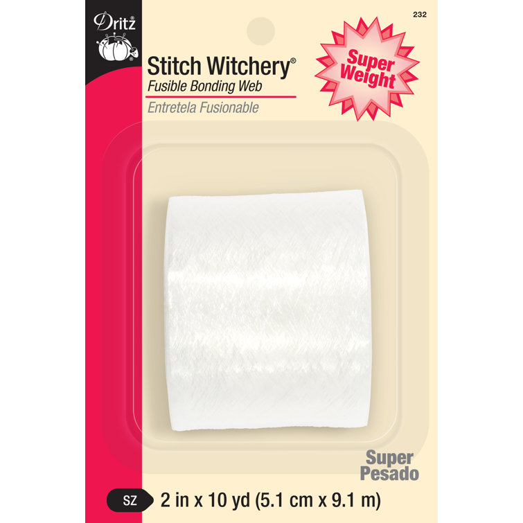 Dritz Stitch Witchery Fusible Bonding Web, 2 X 10-Yards, Super Weight, 1  Roll, White