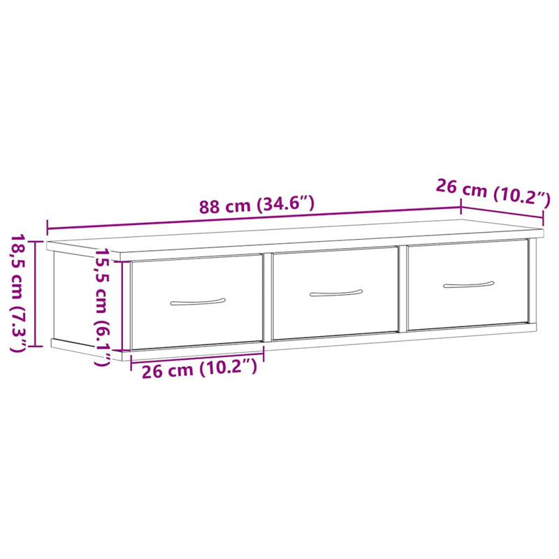 Allendale Floating Shelf, Black Oak