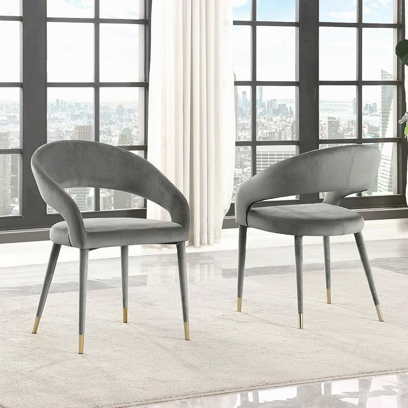 Ensemble de 2 chaises en velours Modern, Gris