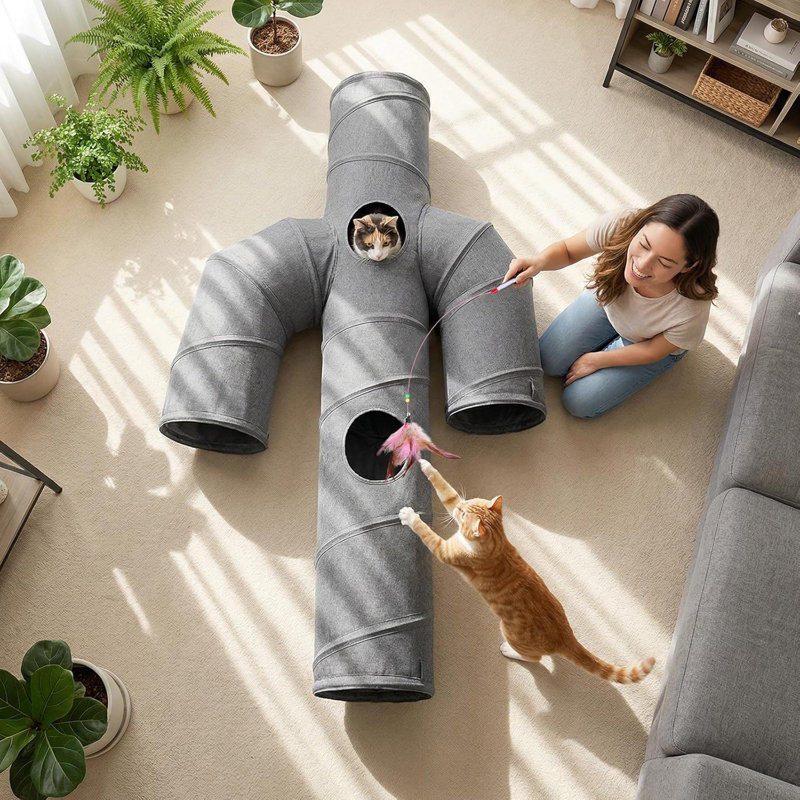 Tunnel de chat de 12 po de diamètre avec forme de cactus, H 10 po x L 59 po