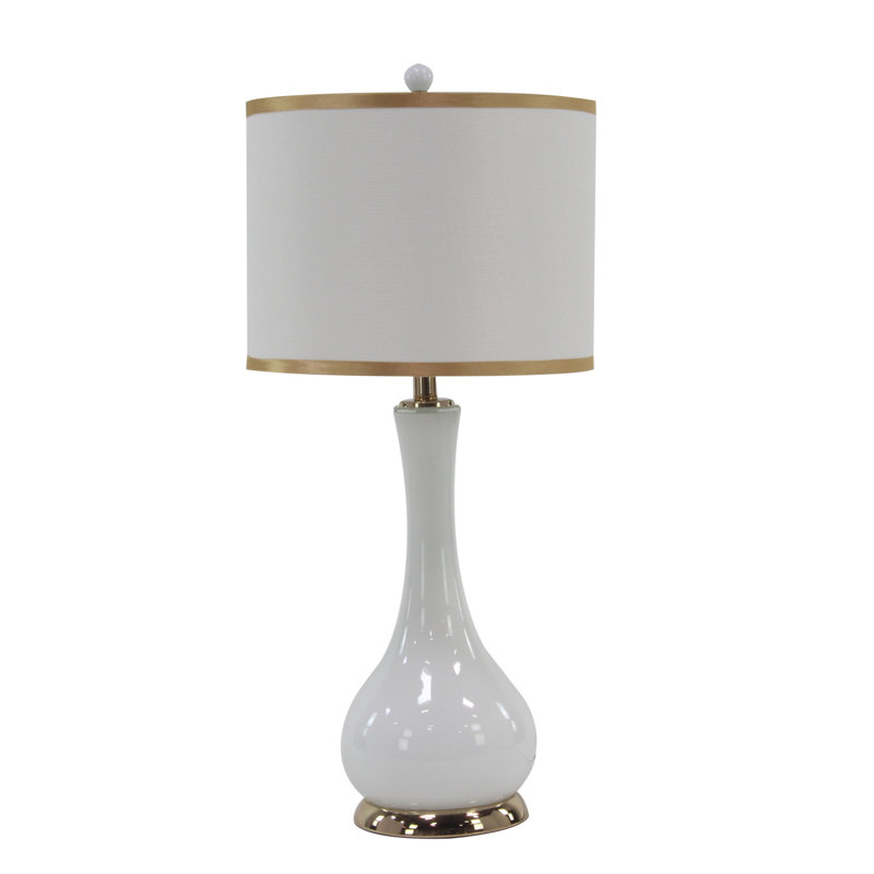 Calderone Metal White Table Lamp with Gold Accents Set