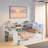 Wood Daybed With Storage Shelves, 2 Drawers, Charging Station, Led, Desk And Upholstered Headboard-727486335-727486333