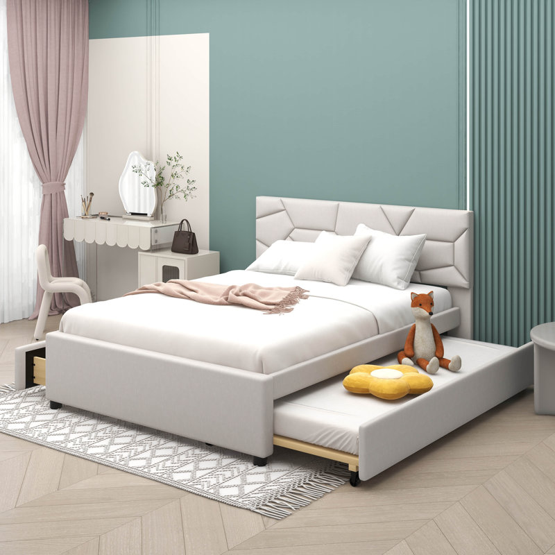 Grand lit pour enfant avec gigogne Carice, Beige