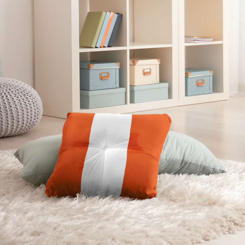  Coussin de sol touffeté, 30 po x 30 po, Orange / blanc