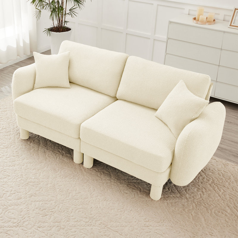 2 beige avec revêtement élégamment incurvé et respirant pour le confort de la maison Système de ressorts rembourrés en mousse dense