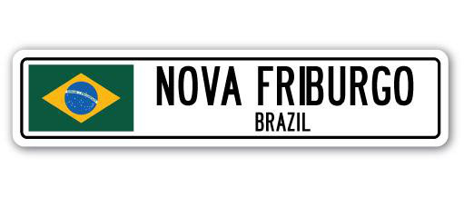 Panneau de signalisation en aluminium Nova Friburgo, Brésil, H 8 po x l 36 po x P 1 po