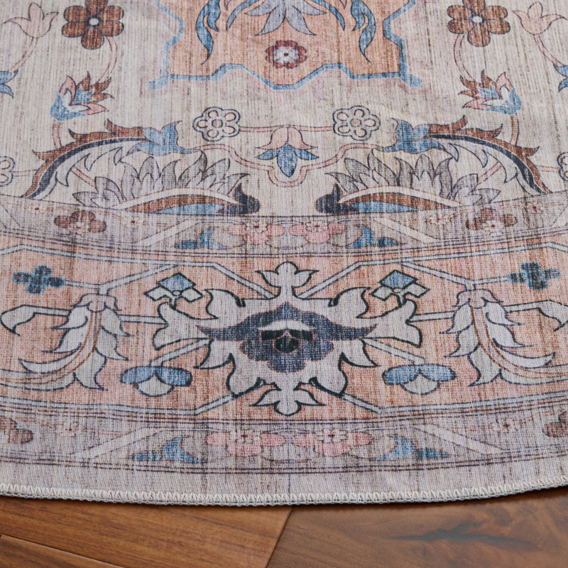 Lomeli Area Rug with Non-Slip Backing, Round 6"
