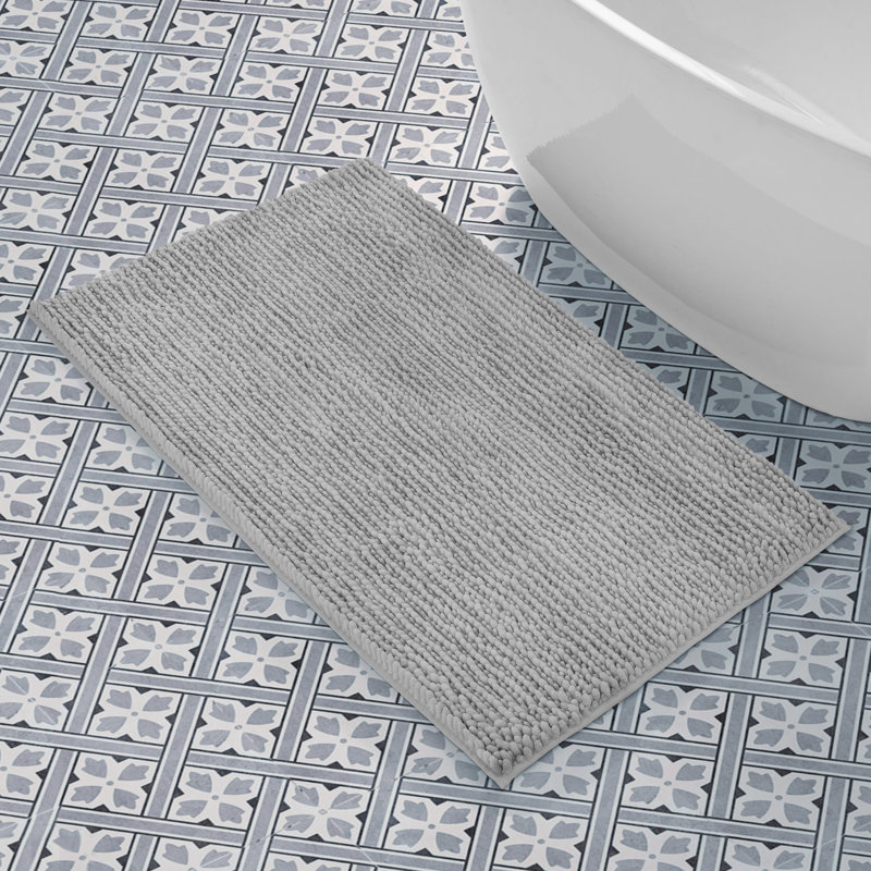 Laura Ashley Butter Chenille Bath Rug, Light Gray, 27" W x 45" L