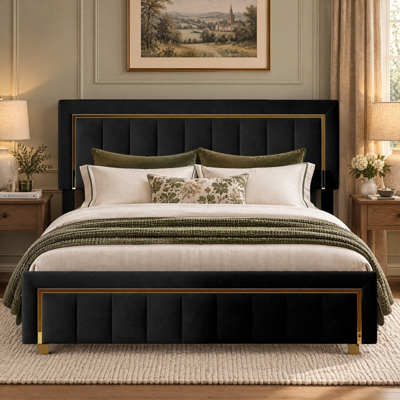 Lift Up Storage Bed Frame, European Double (140 x 200 cm), Black